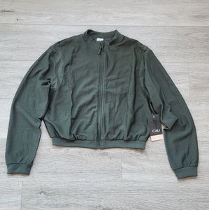 Cali Sports Green Jacket Womens Large  Zip Up Performance Activewear Nwt